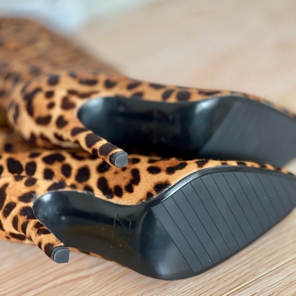 ZARA LEOPARD PRINT HEELED LEATHER ANKLE BOOTS - Picture 12 of 14